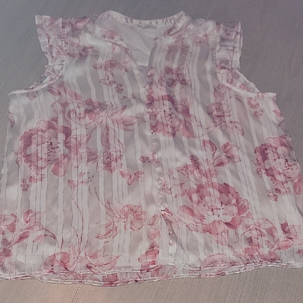 Elegant Floral Cap Sleeve Blouse